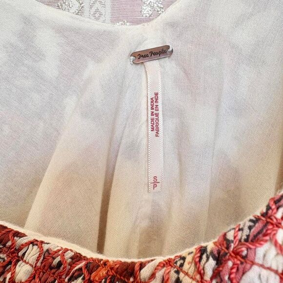 Free People Women's Cream and Orange Dress - Picture 6 of 6